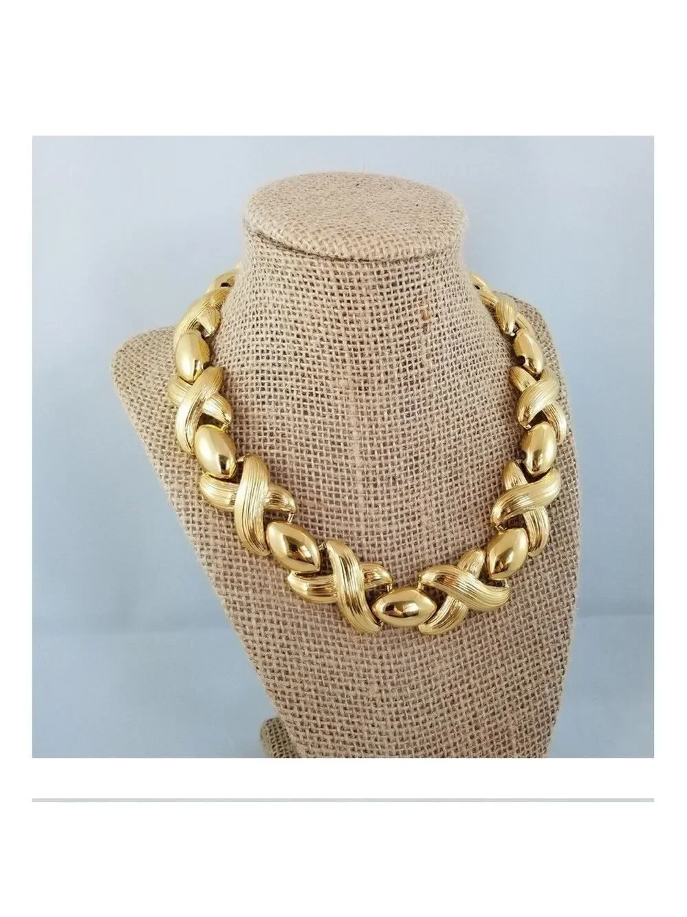 Butler Fifth Avenue Collection Polished Brushed Gold XO's Chunky Panel Necklace